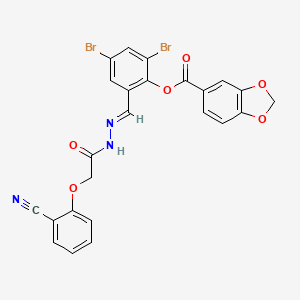 2,4-dibromo-6-[(E)-{2-[(2-cyanophenoxy)acetyl]hydrazinylidene}methyl]phenyl 1,3-benzodioxole-5-carboxylate