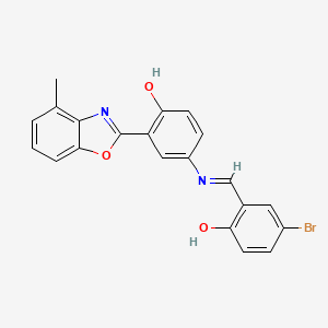 molecular formula C21H15BrN2O3 B11551644 4-bromo-2-[(E)-{[4-hydroxy-3-(4-methyl-1,3-benzoxazol-2-yl)phenyl]imino}methyl]phenol 