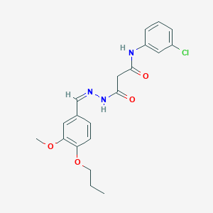 molecular formula C20H22ClN3O4 B11551666 N-(3-chlorophenyl)-3-[(2Z)-2-(3-methoxy-4-propoxybenzylidene)hydrazinyl]-3-oxopropanamide 