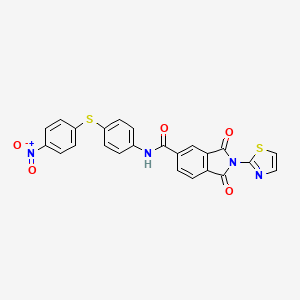 molecular formula C24H14N4O5S2 B11551687 N-{4-[(4-nitrophenyl)sulfanyl]phenyl}-1,3-dioxo-2-(1,3-thiazol-2-yl)-2,3-dihydro-1H-isoindole-5-carboxamide 