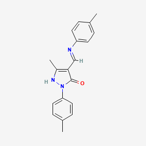 molecular formula C19H19N3O B11551689 5-methyl-2-(4-methylphenyl)-4-(4-toluidinomethylene)-2,4-dihydro-3H-pyrazol-3-one 