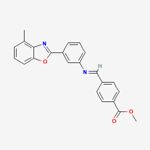 molecular formula C23H18N2O3 B11551695 Methyl 4-({[3-(4-methyl-1,3-benzoxazol-2-yl)phenyl]imino}methyl)benzoate 