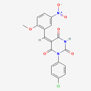 (5E)-1-(4-chlorophenyl)-5-[(2-methoxy-5-nitrophenyl)methylidene]-1,3-diazinane-2,4,6-trione