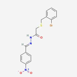 molecular formula C16H14BrN3O3S B11551711 2-[(2-bromobenzyl)sulfanyl]-N'-[(E)-(4-nitrophenyl)methylidene]acetohydrazide 