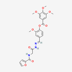 molecular formula C25H25N3O9 B11551718 4-[(E)-({2-[(Furan-2-YL)formamido]acetamido}imino)methyl]-2-methoxyphenyl 3,4,5-trimethoxybenzoate 