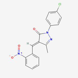 molecular formula C17H12ClN3O3 B11551733 (4E)-2-(4-chlorophenyl)-5-methyl-4-(2-nitrobenzylidene)-2,4-dihydro-3H-pyrazol-3-one 