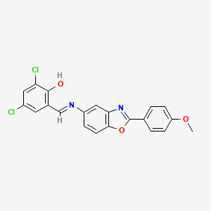 2,4-dichloro-6-[(E)-{[2-(4-methoxyphenyl)-1,3-benzoxazol-5-yl]imino}methyl]phenol