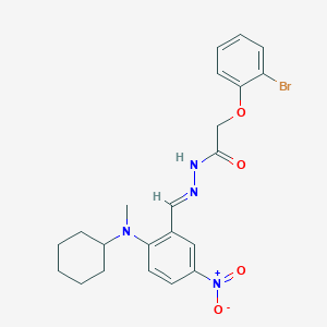 molecular formula C22H25BrN4O4 B11551761 2-(2-bromophenoxy)-N'-[(E)-{2-[cyclohexyl(methyl)amino]-5-nitrophenyl}methylidene]acetohydrazide 