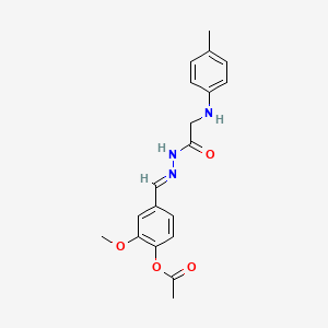 molecular formula C19H21N3O4 B11551790 2-methoxy-4-[(E)-(2-{[(4-methylphenyl)amino]acetyl}hydrazinylidene)methyl]phenyl acetate (non-preferred name) 