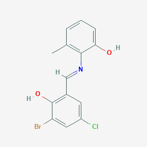 2-Bromo-4-chloro-6-[(E)-[(2-hydroxy-6-methylphenyl)imino]methyl]phenol