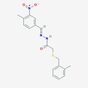 molecular formula C18H19N3O3S B11551798 2-[(2-methylbenzyl)sulfanyl]-N'-[(E)-(4-methyl-3-nitrophenyl)methylidene]acetohydrazide 