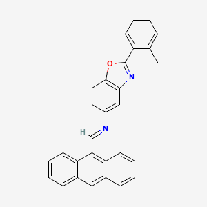 molecular formula C29H20N2O B11551811 N-[(E)-anthracen-9-ylmethylidene]-2-(2-methylphenyl)-1,3-benzoxazol-5-amine 