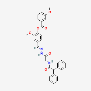 4-[(E)-{[2-(2,2-Diphenylacetamido)acetamido]imino}methyl]-2-methoxyphenyl 3-methoxybenzoate