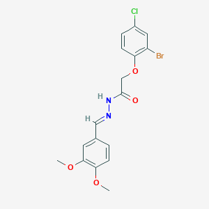 2-(2-bromo-4-chlorophenoxy)-N'-[(E)-(3,4-dimethoxyphenyl)methylidene]acetohydrazide