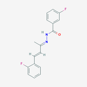 molecular formula C17H14F2N2O B11551865 3-fluoro-N'-[(2E,3E)-4-(2-fluorophenyl)but-3-en-2-ylidene]benzohydrazide 