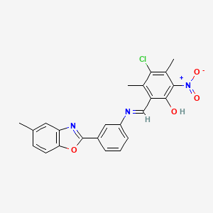 4-chloro-3,5-dimethyl-2-[(E)-{[3-(5-methyl-1,3-benzoxazol-2-yl)phenyl]imino}methyl]-6-nitrophenol