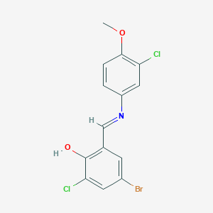 4-Bromo-2-chloro-6-[(E)-[(3-chloro-4-methoxyphenyl)imino]methyl]phenol