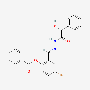 molecular formula C22H17BrN2O4 B11551886 4-bromo-2-((E)-{[hydroxy(phenyl)acetyl]hydrazono}methyl)phenyl benzoate 