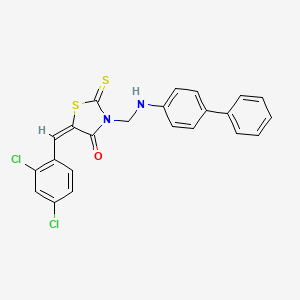 molecular formula C23H16Cl2N2OS2 B11551910 (5E)-3-[(biphenyl-4-ylamino)methyl]-5-(2,4-dichlorobenzylidene)-2-thioxo-1,3-thiazolidin-4-one 