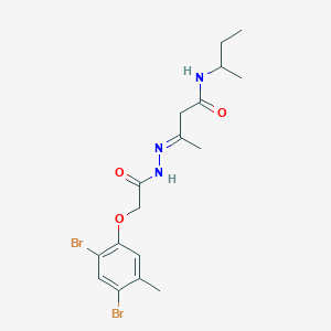 (3E)-N-(sec-butyl)-3-{[(2,4-dibromo-5-methylphenoxy)acetyl]hydrazono}butanamide