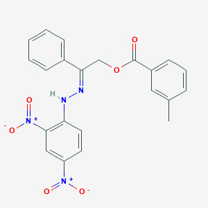 (2E)-2-[2-(2,4-dinitrophenyl)hydrazinylidene]-2-phenylethyl 3-methylbenzoate