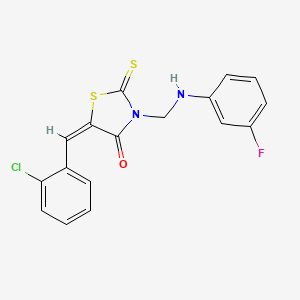 (5E)-5-(2-chlorobenzylidene)-3-{[(3-fluorophenyl)amino]methyl}-2-thioxo-1,3-thiazolidin-4-one