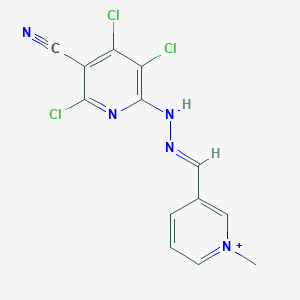 molecular formula C13H9Cl3N5+ B11551967 1-methyl-3-{(E)-[2-(3,4,6-trichloro-5-cyanopyridin-2-yl)hydrazinylidene]methyl}pyridinium 