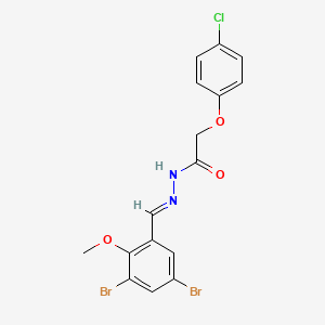 molecular formula C16H13Br2ClN2O3 B11551981 2-(4-chlorophenoxy)-N'-[(E)-(3,5-dibromo-2-methoxyphenyl)methylidene]acetohydrazide 