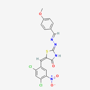 (2Z,5E)-5-(2,4-dichloro-5-nitrobenzylidene)-2-[(2E)-(4-methoxybenzylidene)hydrazinylidene]-1,3-thiazolidin-4-one