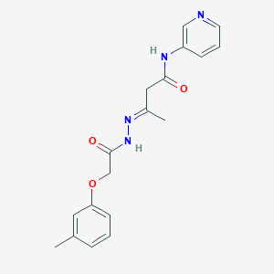 (3E)-3-{2-[(3-methylphenoxy)acetyl]hydrazinylidene}-N-(pyridin-3-yl)butanamide