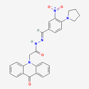 N'-[(1E)-(3-nitro-4-pyrrolidin-1-ylphenyl)methylene]-2-(9-oxoacridin-10(9H)-yl)acetohydrazide