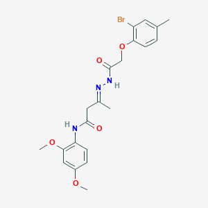 (3E)-3-{2-[(2-bromo-4-methylphenoxy)acetyl]hydrazinylidene}-N-(2,4-dimethoxyphenyl)butanamide