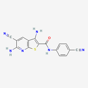 molecular formula C16H10N6OS B11552099 3,6-diamino-5-cyano-N-(4-cyanophenyl)thieno[2,3-b]pyridine-2-carboxamide 