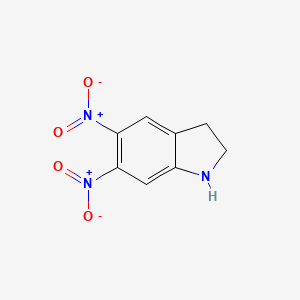 molecular formula C8H7N3O4 B11552103 1H-Indole, 2,3-dihydro-5,6-dinitro- CAS No. 19134-12-4