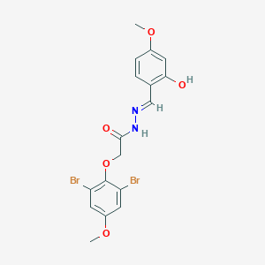 molecular formula C17H16Br2N2O5 B11552108 2-(2,6-dibromo-4-methoxyphenoxy)-N'-[(E)-(2-hydroxy-4-methoxyphenyl)methylidene]acetohydrazide 