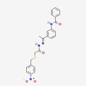 N-{3-[(1E)-1-(2-{[(4-nitrobenzyl)sulfanyl]acetyl}hydrazinylidene)ethyl]phenyl}benzamide