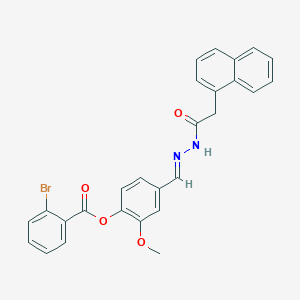 molecular formula C27H21BrN2O4 B11552180 2-methoxy-4-{(E)-[2-(naphthalen-1-ylacetyl)hydrazinylidene]methyl}phenyl 2-bromobenzoate 