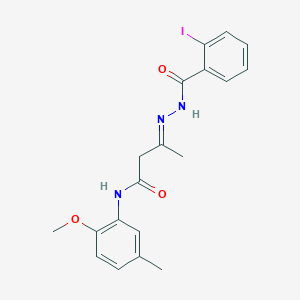 (3E)-3-{2-[(2-iodophenyl)carbonyl]hydrazinylidene}-N-(2-methoxy-5-methylphenyl)butanamide