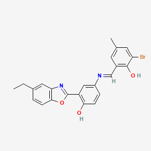 2-bromo-6-[(Z)-{[3-(5-ethyl-1,3-benzoxazol-2-yl)-4-hydroxyphenyl]imino}methyl]-4-methylphenol