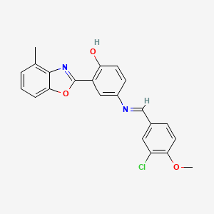 4-{[(E)-(3-chloro-4-methoxyphenyl)methylidene]amino}-2-(4-methyl-1,3-benzoxazol-2-yl)phenol