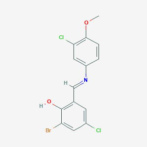 2-Bromo-4-chloro-6-[(E)-[(3-chloro-4-methoxyphenyl)imino]methyl]phenol