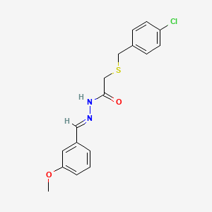 molecular formula C17H17ClN2O2S B11552350 2-[(4-chlorobenzyl)sulfanyl]-N'-[(E)-(3-methoxyphenyl)methylidene]acetohydrazide 