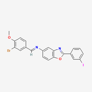 molecular formula C21H14BrIN2O2 B11552369 N-[(E)-(3-bromo-4-methoxyphenyl)methylidene]-2-(3-iodophenyl)-1,3-benzoxazol-5-amine 