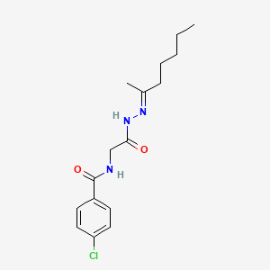 molecular formula C16H22ClN3O2 B11552371 4-Chloro-N-({N'-[(2E)-heptan-2-ylidene]hydrazinecarbonyl}methyl)benzamide 