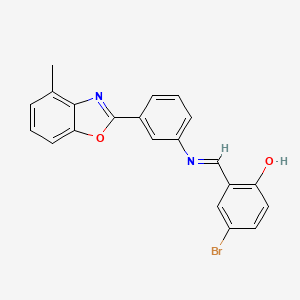 molecular formula C21H15BrN2O2 B11552373 4-bromo-2-[(E)-{[3-(4-methyl-1,3-benzoxazol-2-yl)phenyl]imino}methyl]phenol 