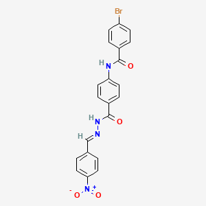 molecular formula C21H15BrN4O4 B11552377 4-bromo-N-(4-{[(2E)-2-(4-nitrobenzylidene)hydrazinyl]carbonyl}phenyl)benzamide 