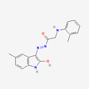 molecular formula C18H18N4O2 B11552382 N'-[(3Z)-5-Methyl-2-oxo-2,3-dihydro-1H-indol-3-ylidene]-2-[(2-methylphenyl)amino]acetohydrazide 