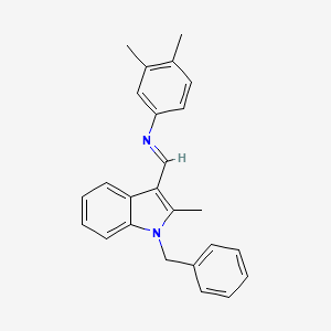 molecular formula C25H24N2 B11552385 N-[(E)-(1-benzyl-2-methyl-1H-indol-3-yl)methylidene]-3,4-dimethylaniline 