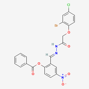 2-[(E)-{2-[(2-bromo-4-chlorophenoxy)acetyl]hydrazinylidene}methyl]-4-nitrophenyl benzoate