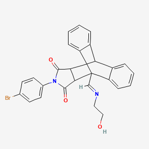 17-(4-bromophenyl)-1-{(E)-[(2-hydroxyethyl)imino]methyl}-17-azapentacyclo[6.6.5.0~2,7~.0~9,14~.0~15,19~]nonadeca-2,4,6,9,11,13-hexaene-16,18-dione (non-preferred name)